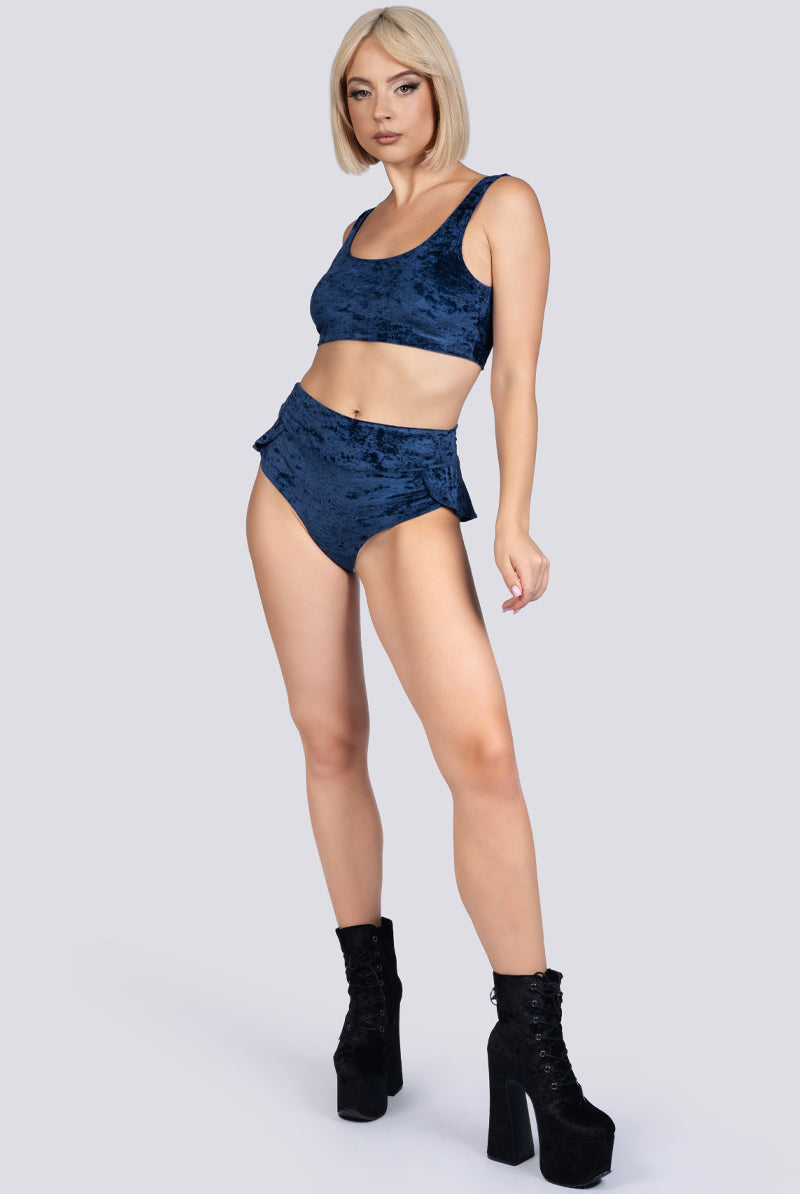 Cosmic Indigo Bra Crop Top - Blue Velvet Dancewear