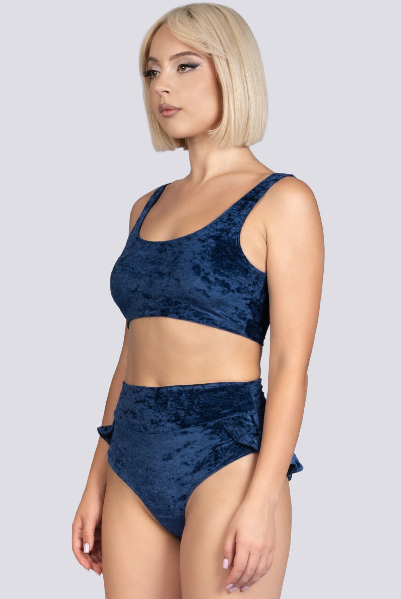 Cosmic Indigo Bra Crop Top - Blue Velvet Stripper Wear