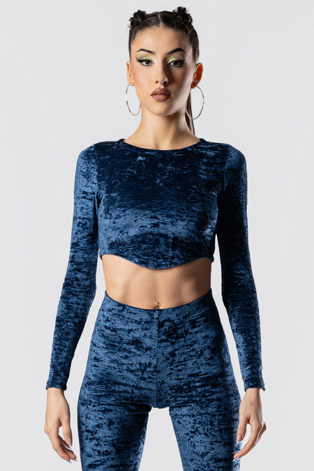 cosmic-indigo-crew-neck-crop-top-set-blue-velvet-close-view