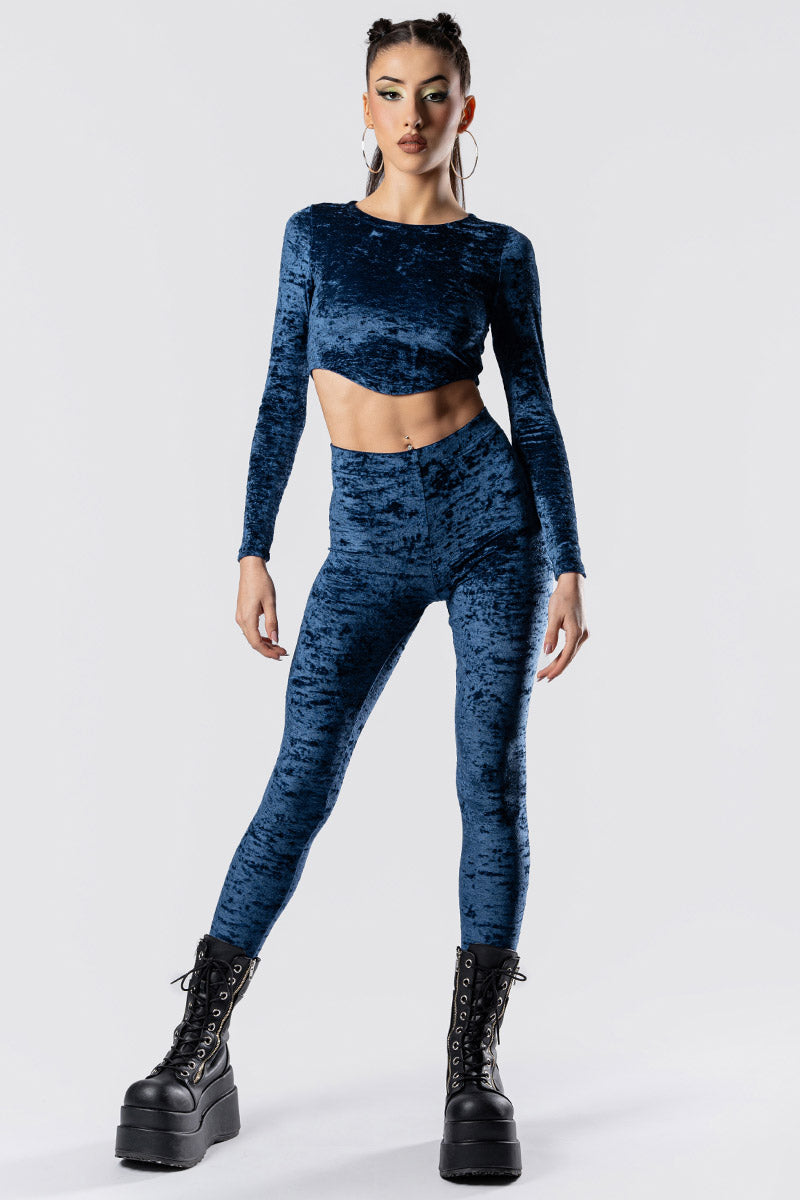 cosmic-indigo-crew-neck-crop-top-set-blue-velvet-front-view