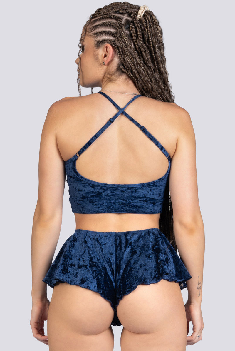 Cosmic Indigo Flare Shorts - Blue Velvet Exotic Dancewear
