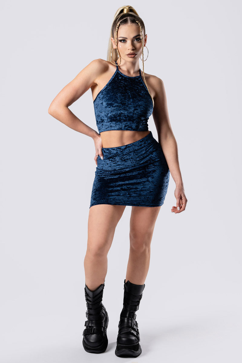 cosmic-indigo-halter-crop-top-blue-velvet-front-view