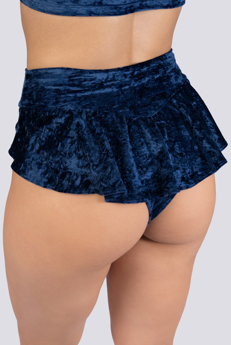 Cosmic Indigo Ruffle Booty Shorts - Blue Velvet Pole Dance Outfit