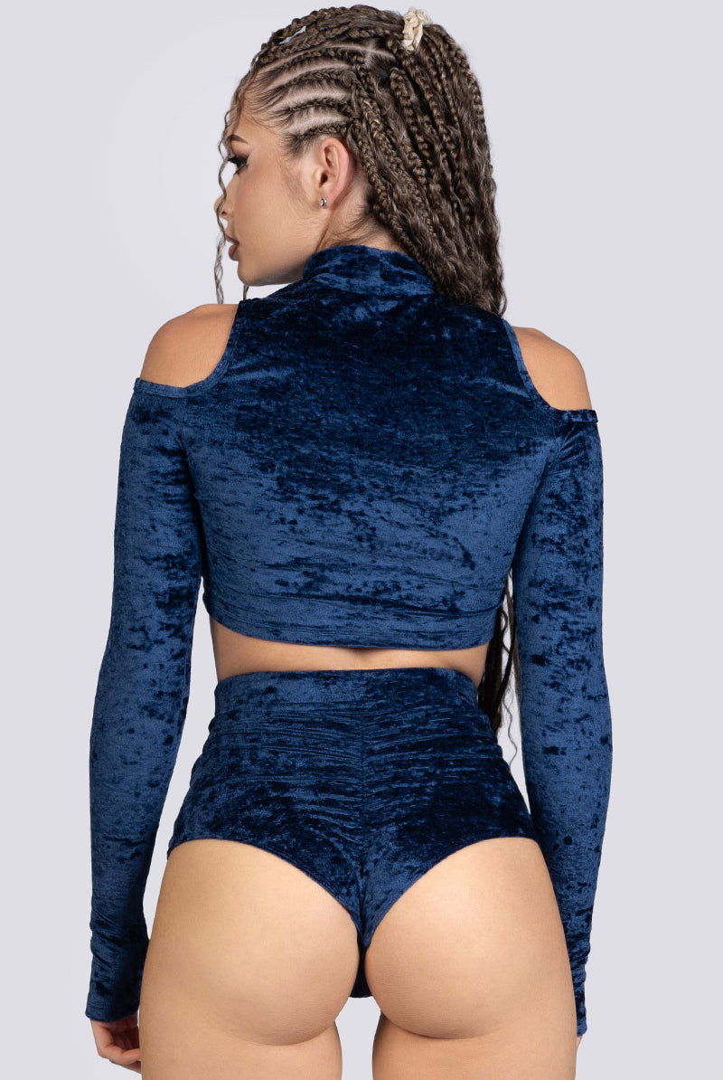 Cosmic Indigo Scrunched Shorts - Blue Velvet Dancewear