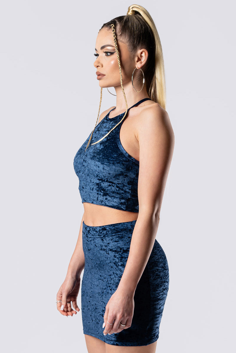 cosmic-indigo-skirt-set-blue-velvet-side-view