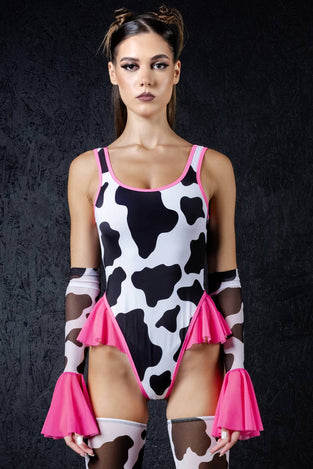 Rave Outfit Cow Balerina Bodysuit Close View