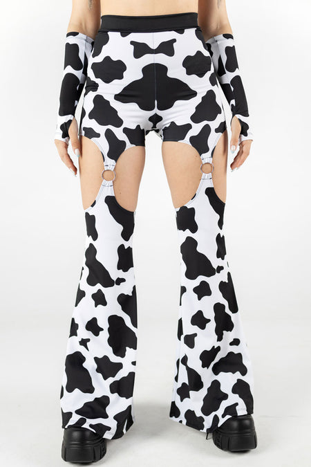 Cow O-Ring Flare Pants Close View