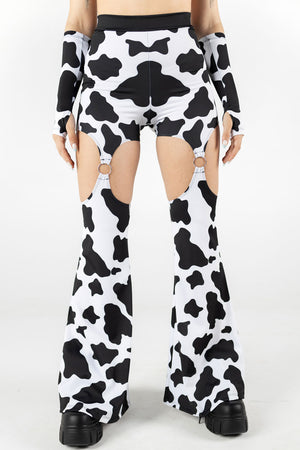 Cow O-Ring Flare Pants Close View