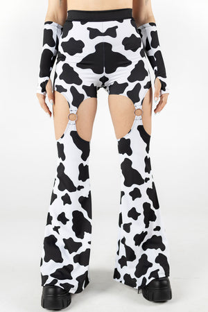 Cow O-Ring Flare Pants Set Close View