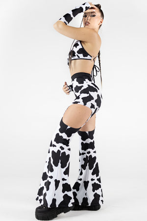 Cow O-Ring Flare Pants Set Side View