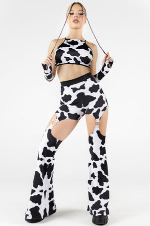 Cow O-Ring Halter Neck Top Front View