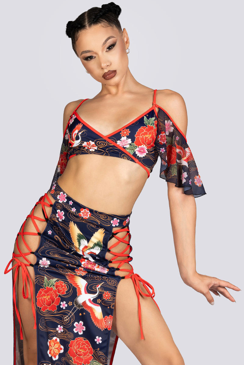 Crane Dance V Neck Bra Top Halloween Costume