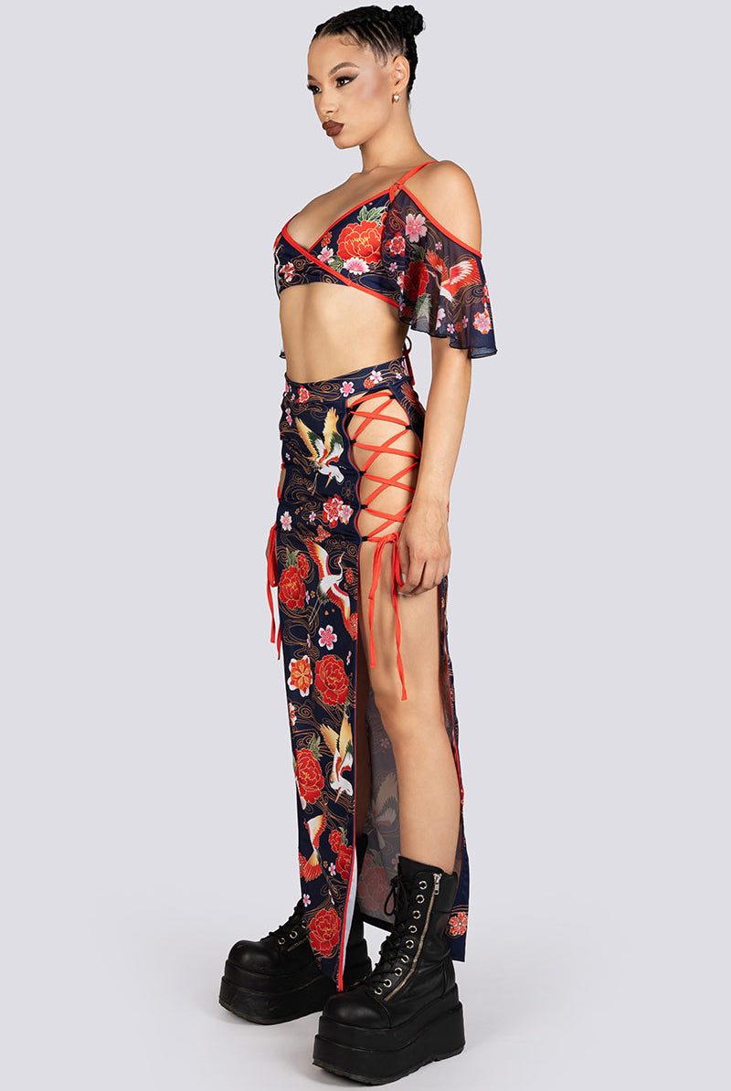 Crane Dance V Neck Bra Top Halloween Wear