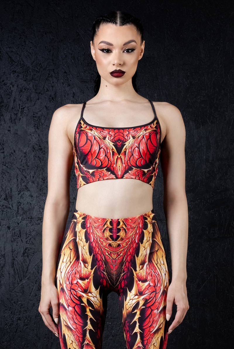 crimson-dragon-spaghetti-strap-crop-top-close-view