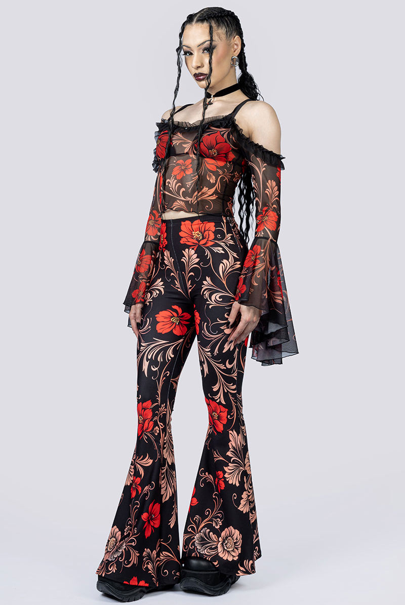Crimson Gothica Flare Pants Set Side Left Gothic Clothing