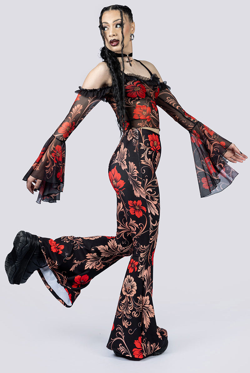 Crimson Gothica Flare Pants Set Side Right Gothic Clothes