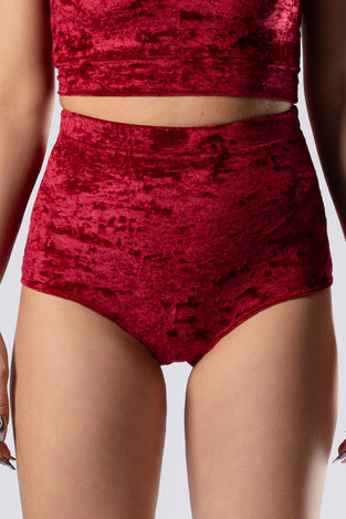 Rave Outfit Crimson Kiss Booty Shorts Red Velvet Close Front View