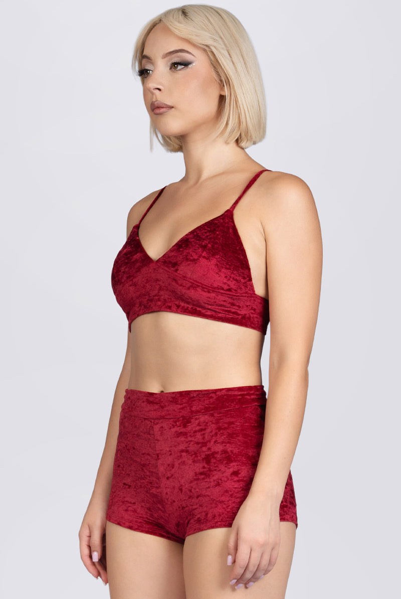 Crimson Kiss High Rise Booty Shorts - Red Velvet Stripper Wear