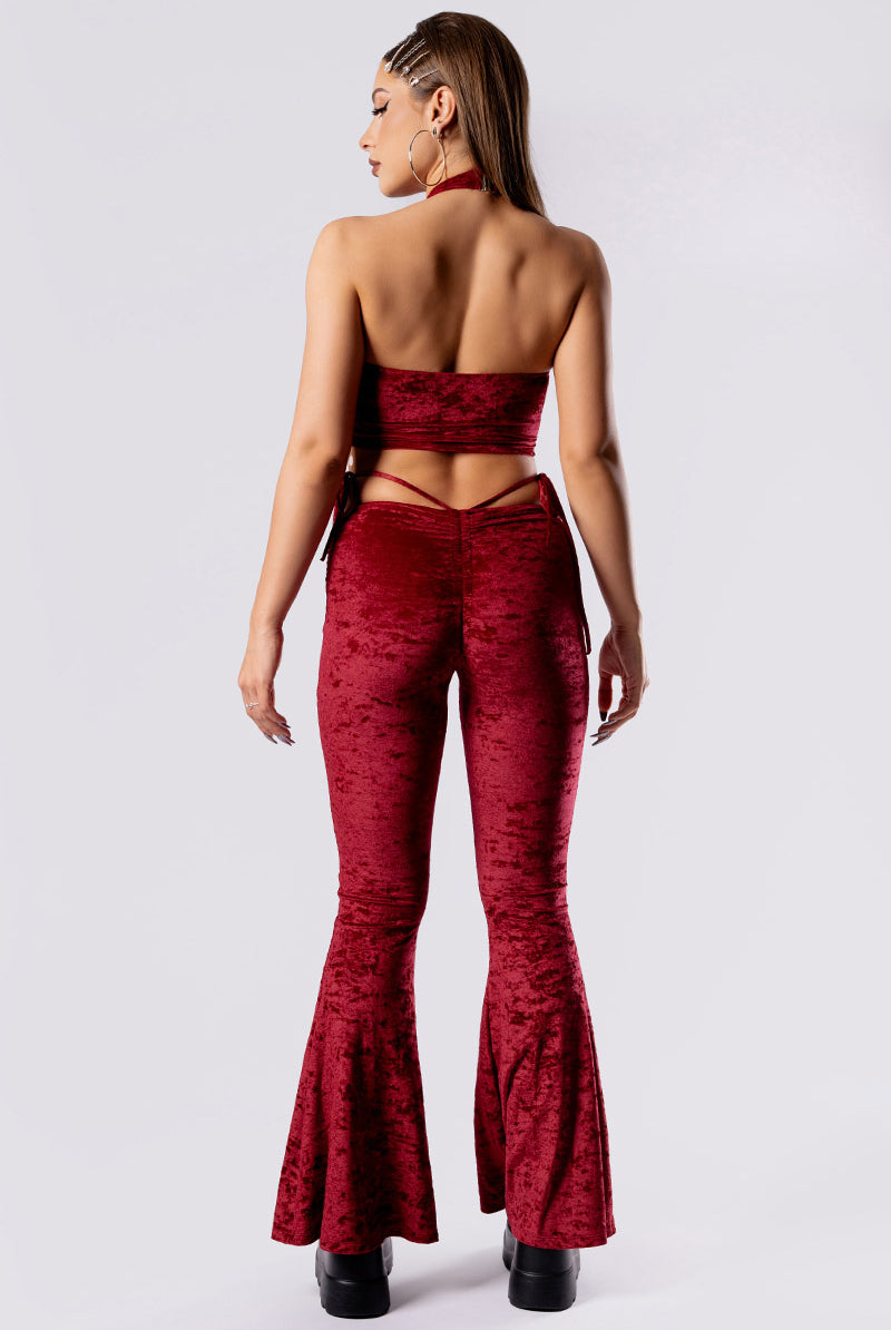 crimson-kiss-hip-strap-flare-pants-red-velvet-back-view