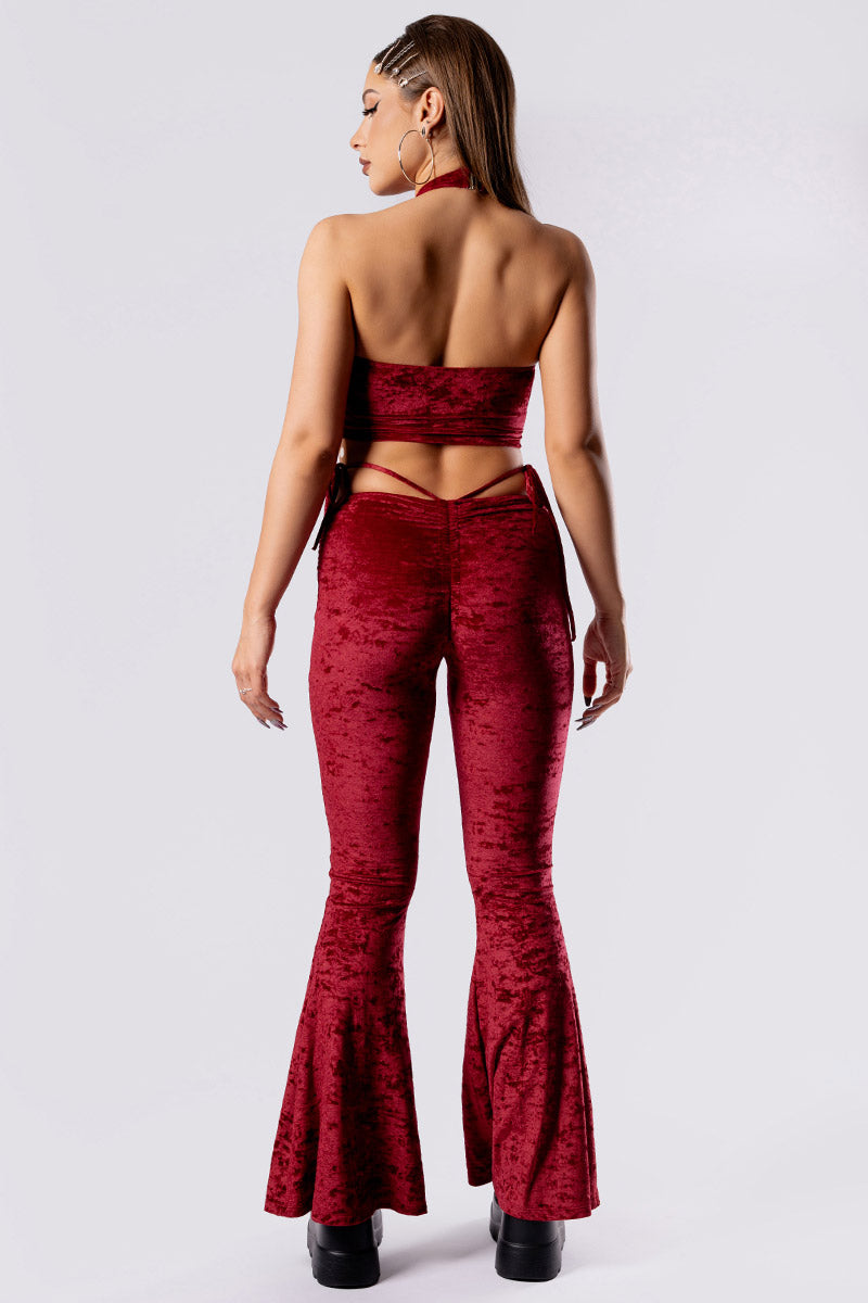 crimson-kiss-hip-strap-flare-pants-set-red-velvet-back-view