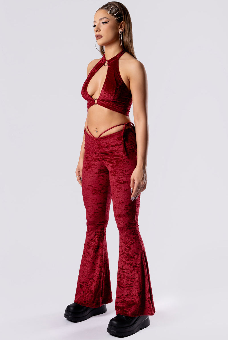 crimson-kiss-hip-strap-flare-pants-set-red-velvet-side-view