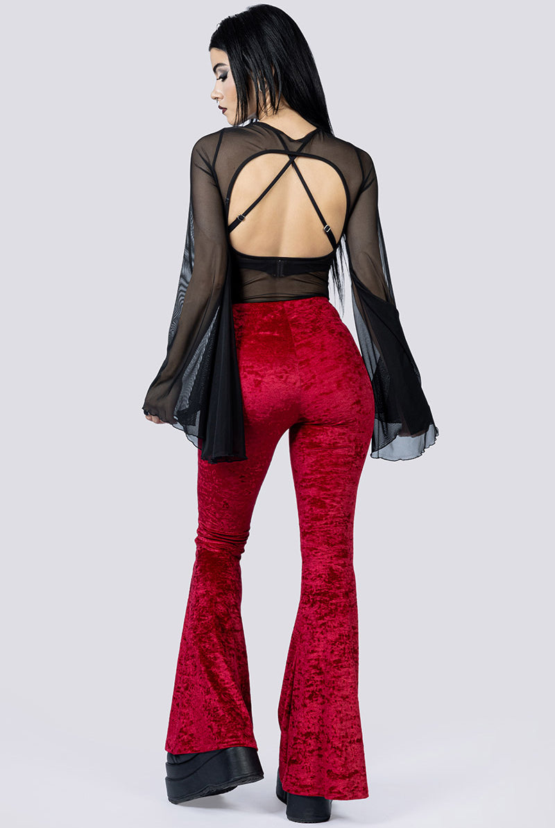 Crimson Kiss Lace Up Flare Pants Back Gothic Outfits