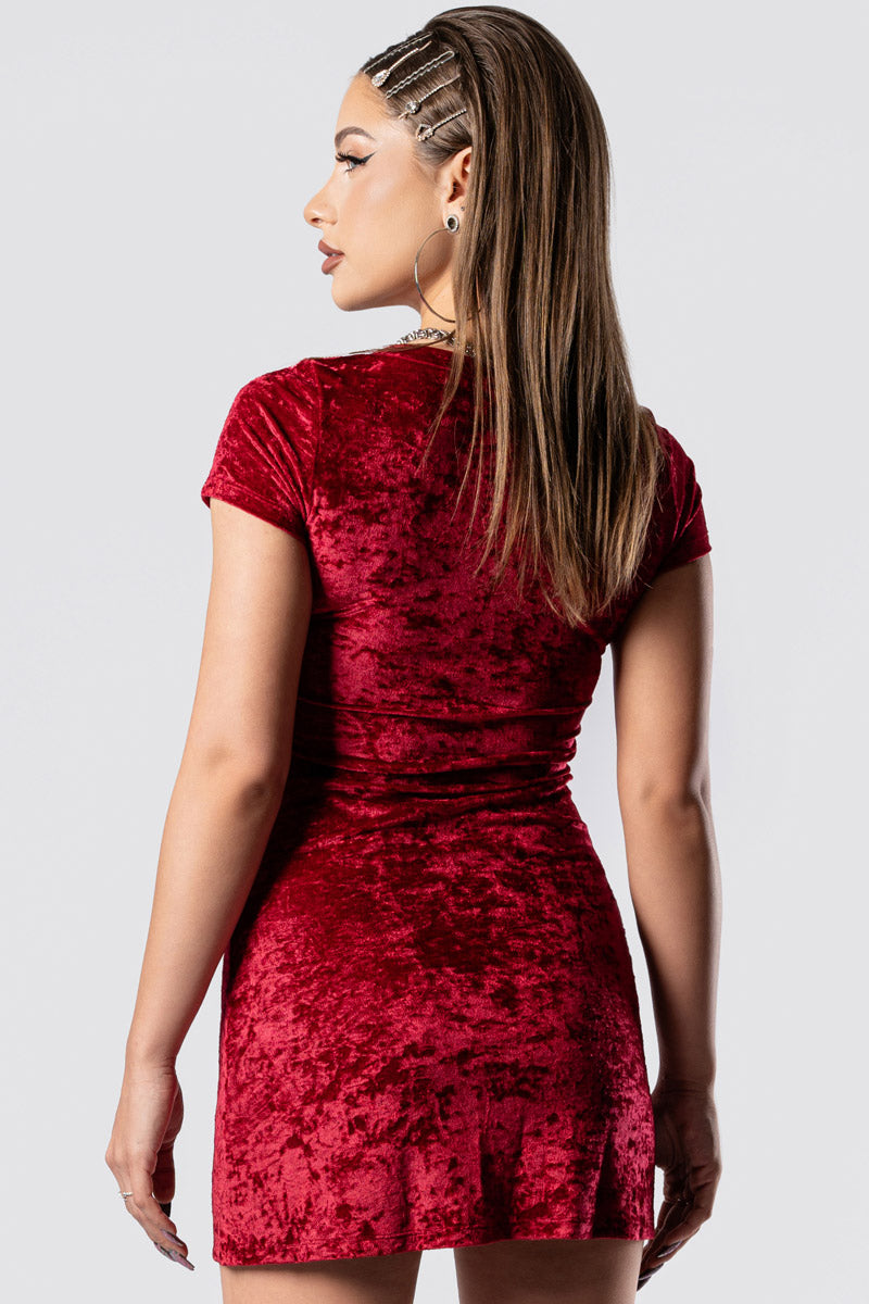 Crimson Kiss Short Sleeve Bodycon Dress