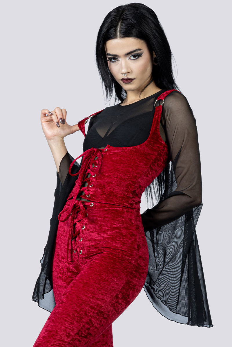 Crimson Kiss Underbust Corset Close Up Side Gothic Clothing