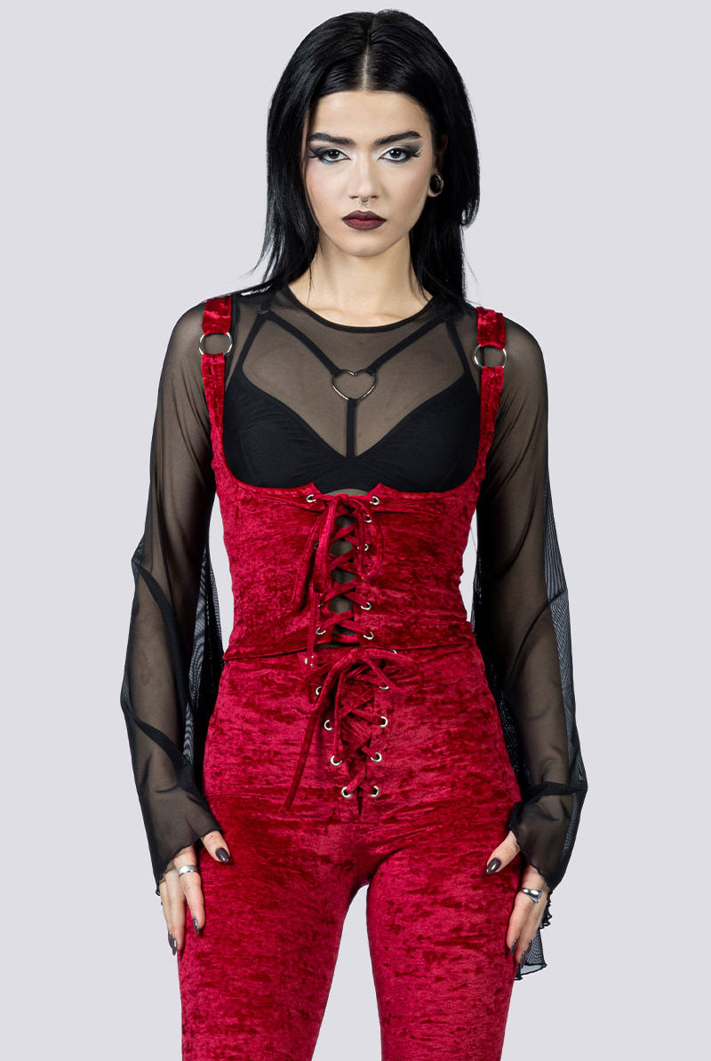 Crimson Kiss Underbust Corset Close Up Goth Clothing