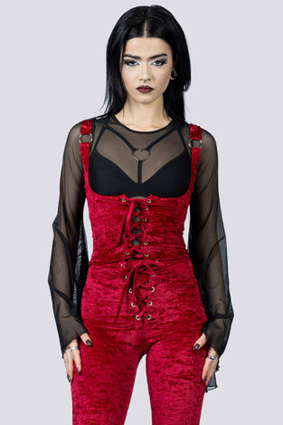 Crimson Kiss Underbust Corset Close Up Goth Clothing