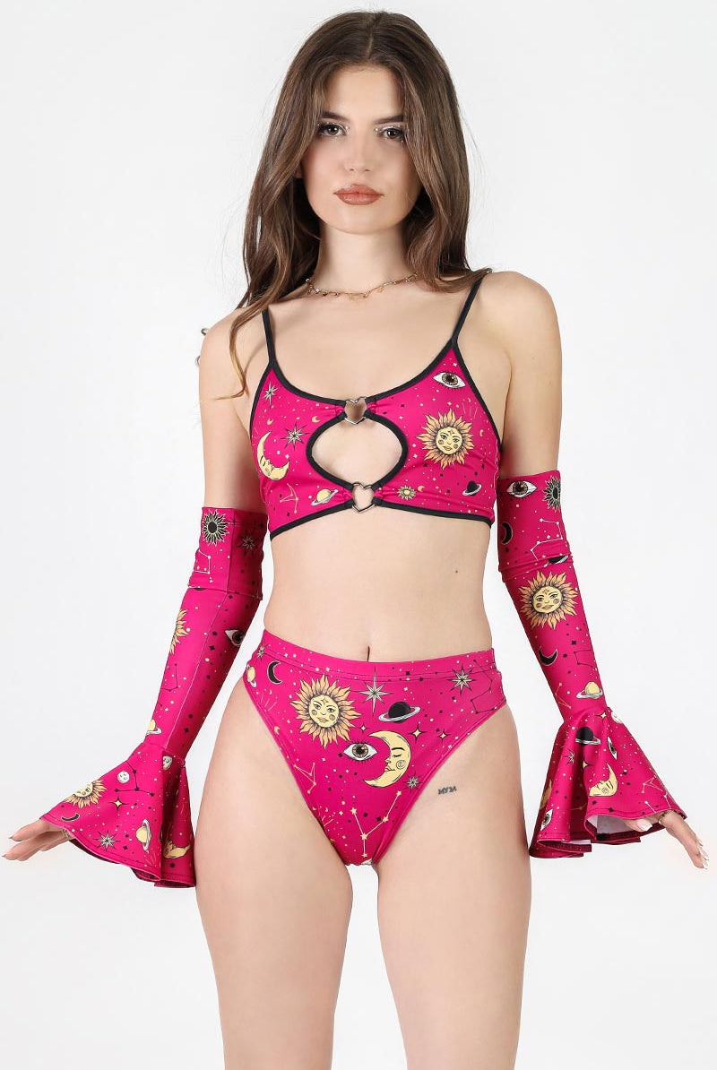 Crimson Mystica High Cut Booty Shorts Set Front View