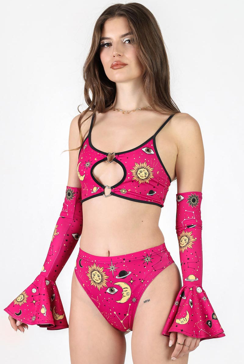 Crimson Mystica High Cut Booty Shorts Set Side View