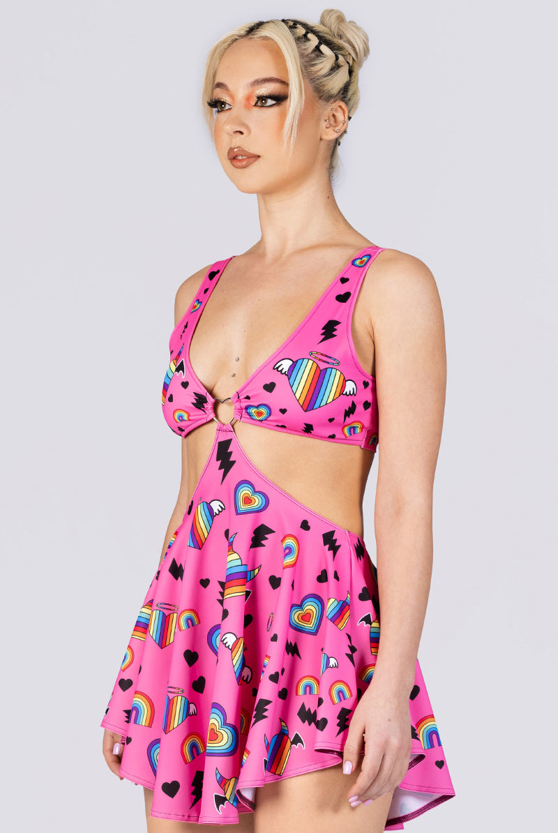 Cupid's Canvas Cut Out Skater Dress | Devil Walking Cupid's Canvas Cut Out Skater Dress | Devil Walking