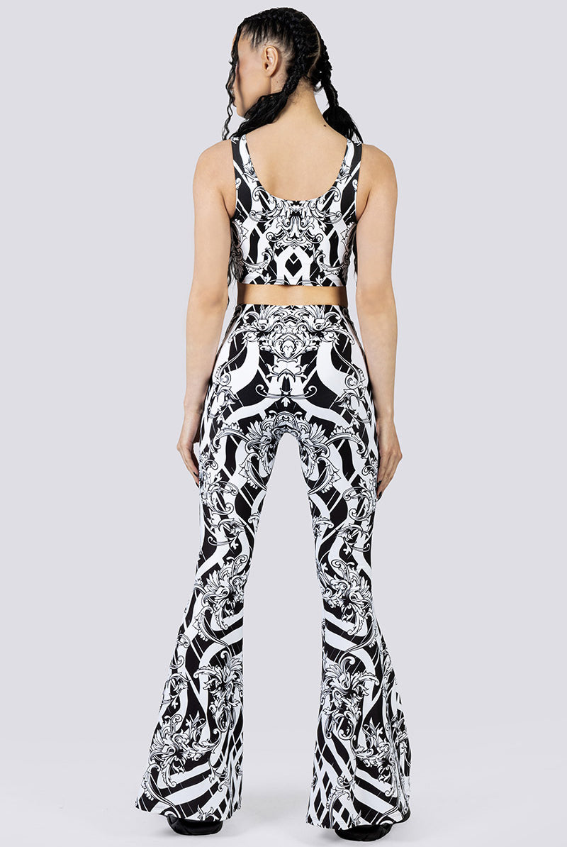 Damned Ornament Flare Pants Set Back Gothic Outfits