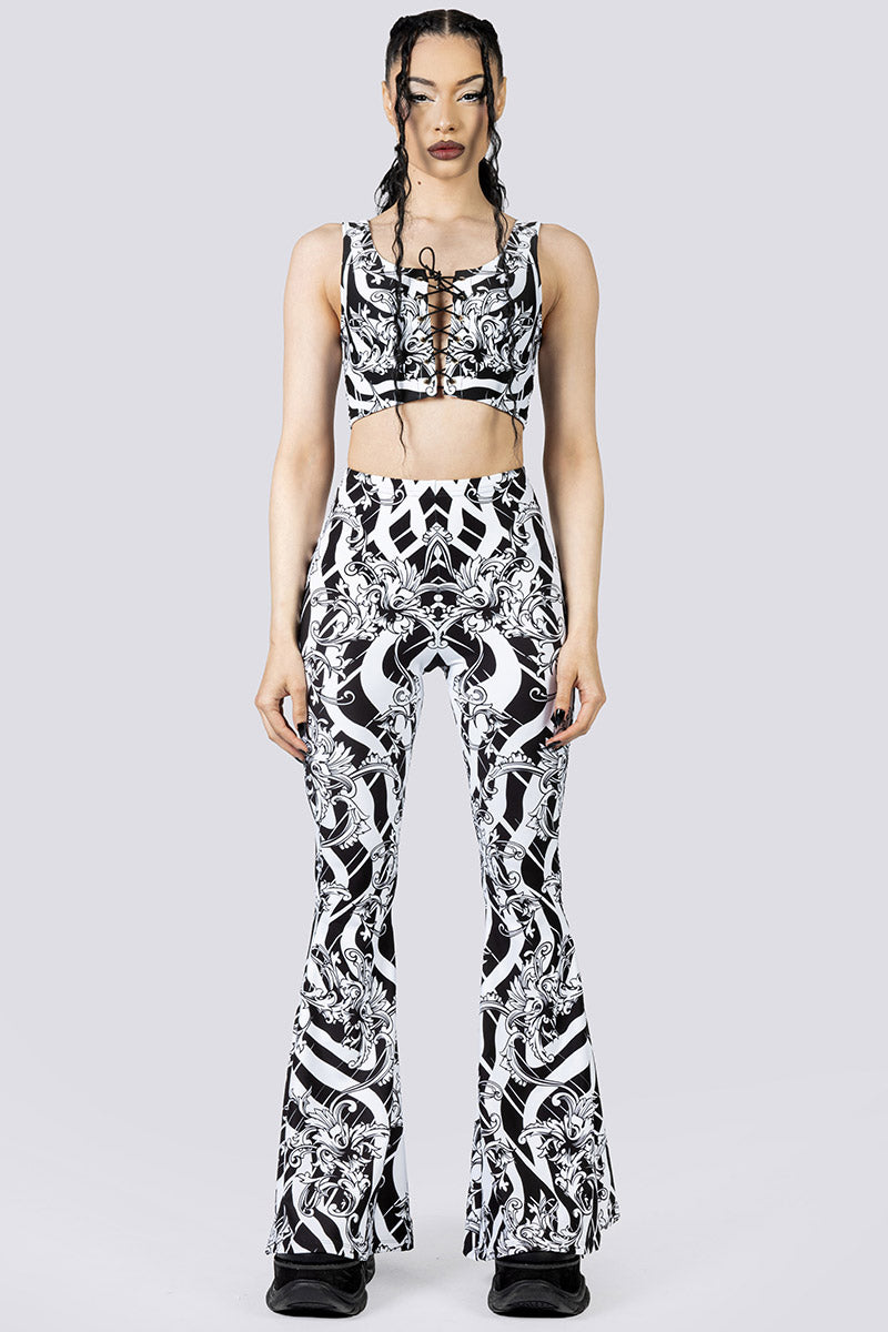 Damned Ornament Flare Pants Set Front Goth Fashion