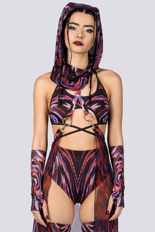 Dark Desire Mesh Cape Skirt Close Full View