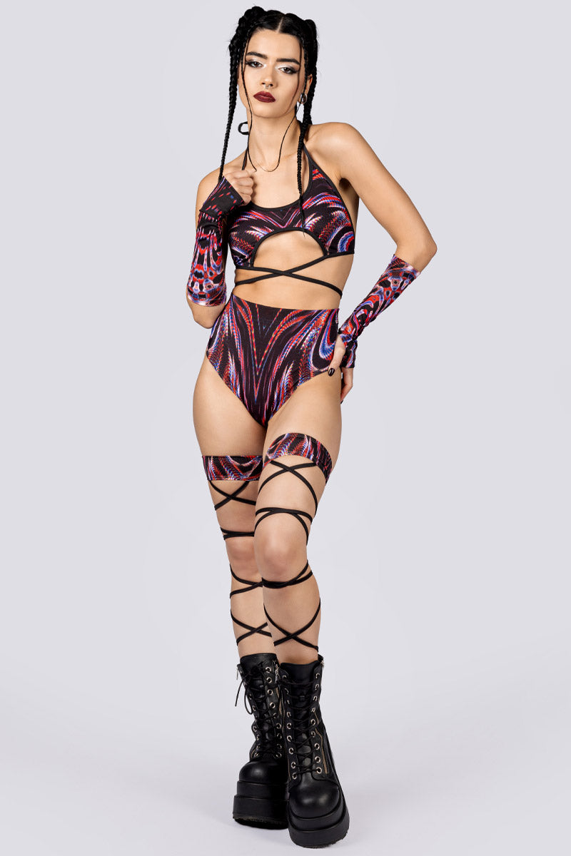 Dark Desire Mesh Cape Skirt Front View