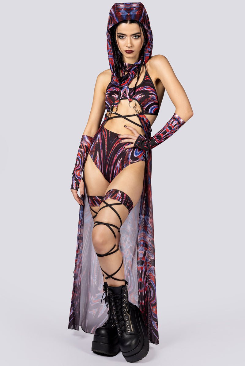 Dark Desire Mesh Cape Skirt Full View