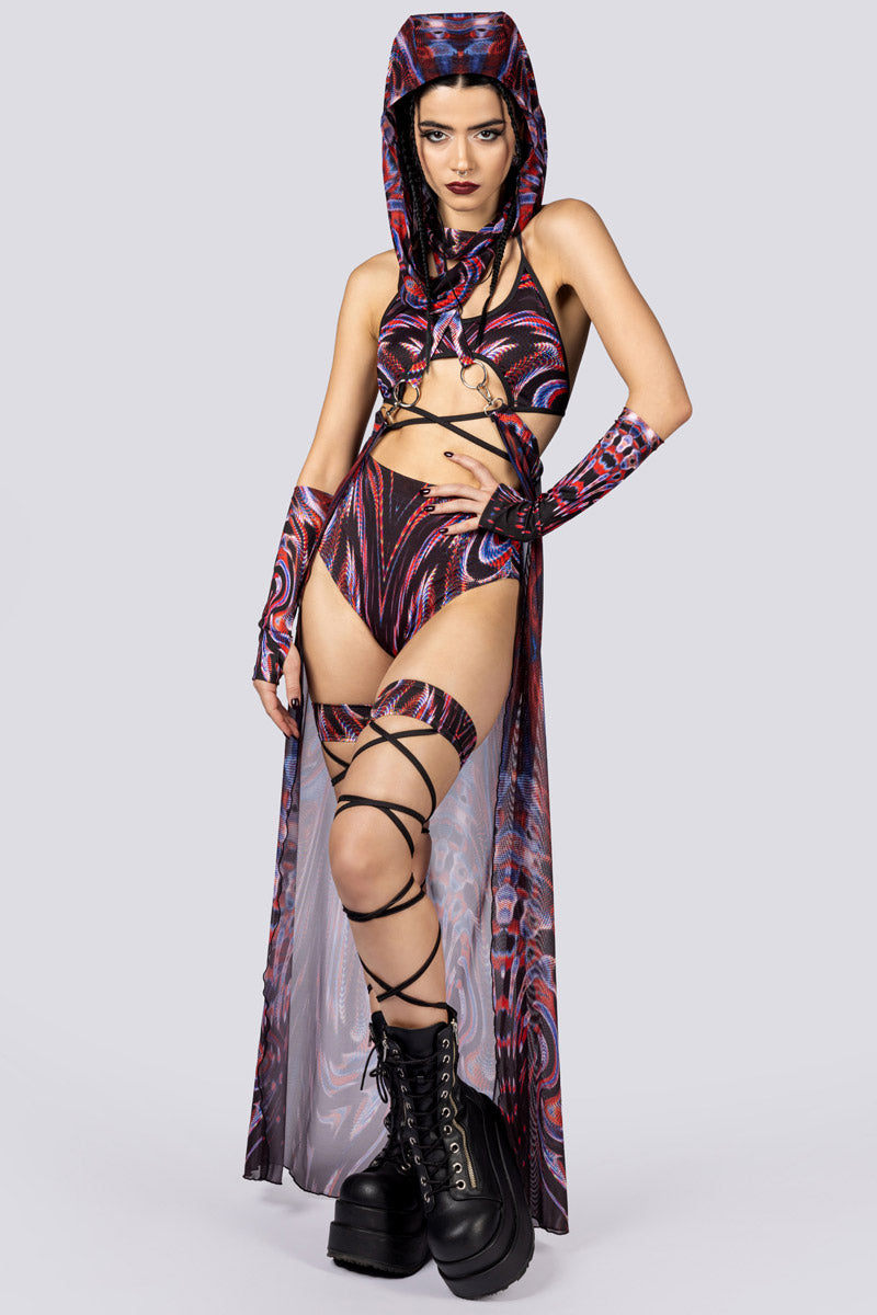 Dark Desire Mesh Cape Skirt Full View