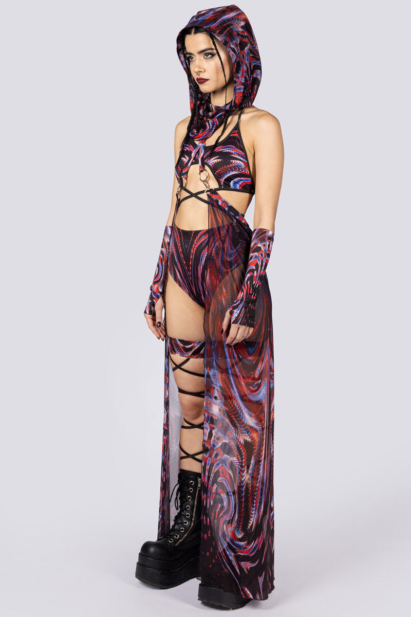 Dark Desire Mesh Cape Skirt Side View