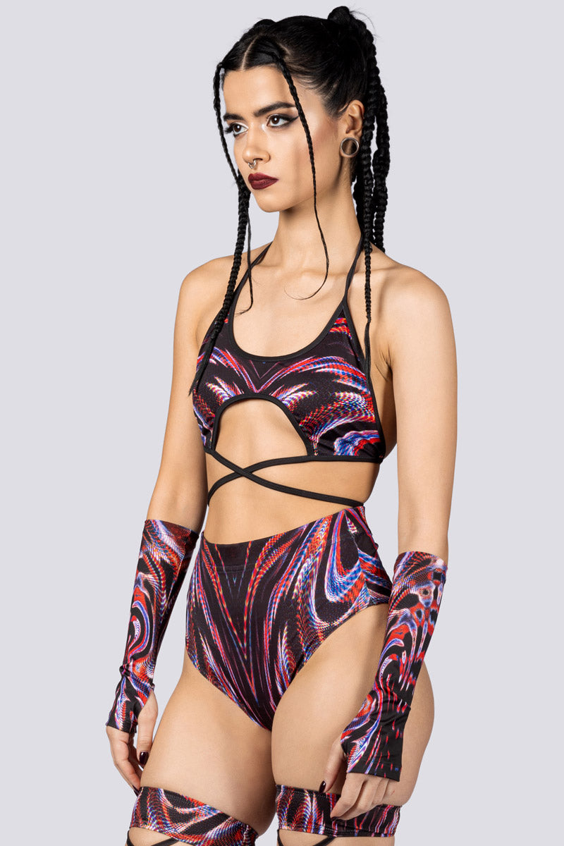 Dark Desire Wrap Around Crop Top Close Side View