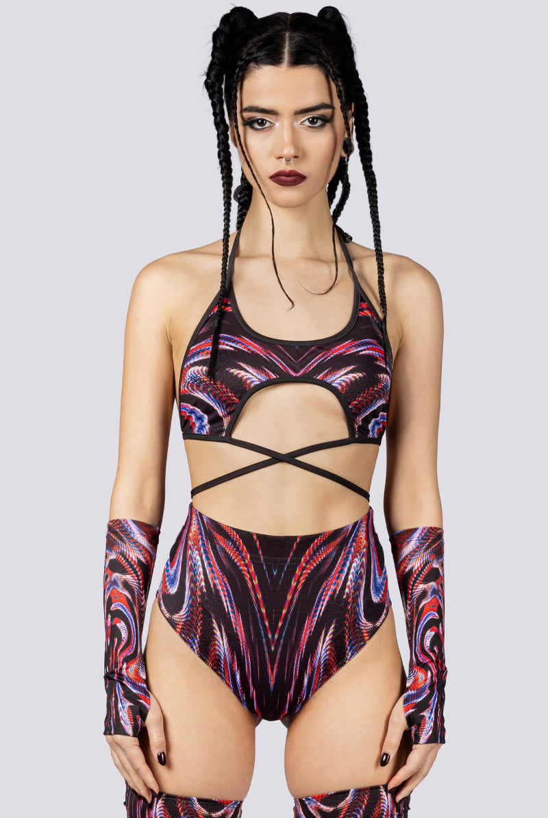 Dark Desire Wrap Around Crop Top Close View