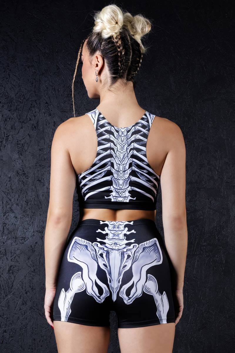 darkwing-skeleton-high-waisted-shorts-set-close-back-view