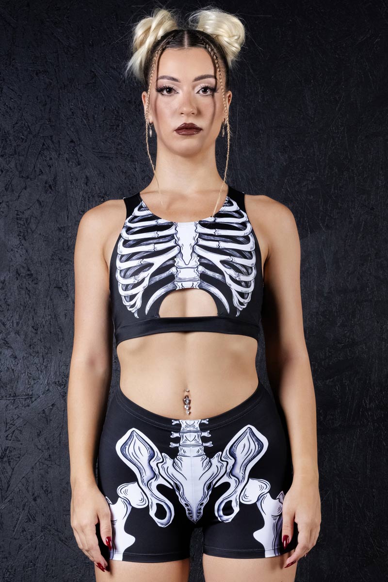 darkwing-skeleton-high-waisted-shorts-set-close-view