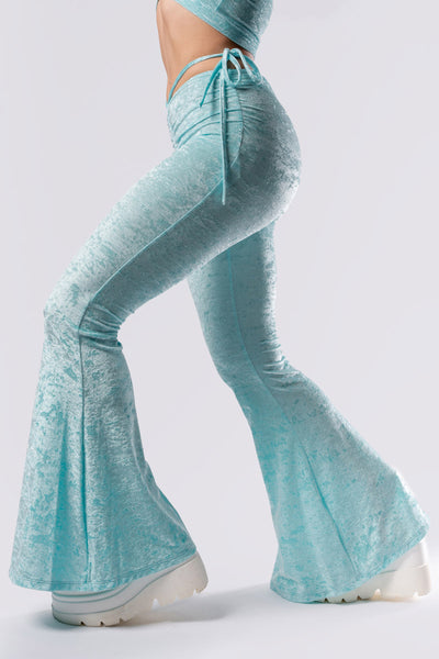 Daydream Hip Strap Flare Pants - Light Blue Velvet | Devil Walking
