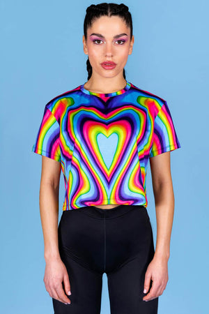 Dazzling Rainbow Cropped Tee Close View