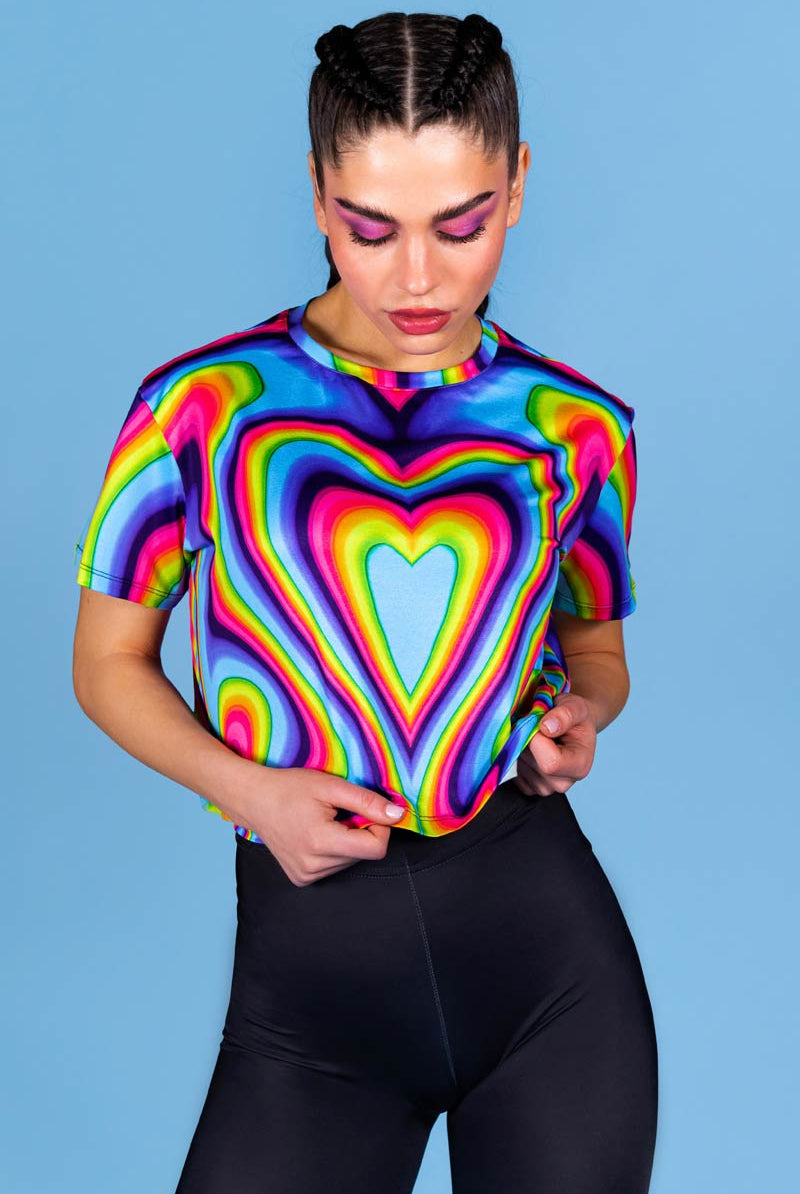 Dazzling Rainbow Cropped Tee Side View