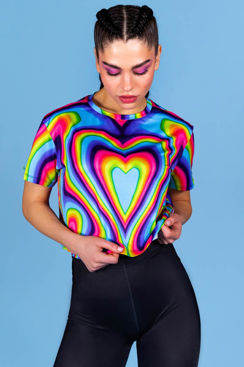 Dazzling Rainbow Cropped Tee Side View
