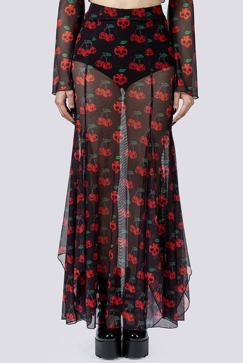 Deadly Cherry Maxi Skirt Set Close Up Gothic Clothes