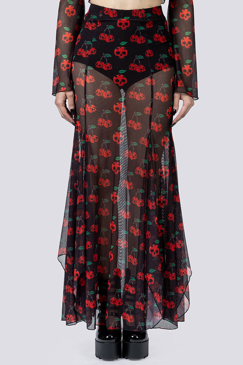 Deadly Cherry Maxi Skirt Set Close Up Gothic Clothes